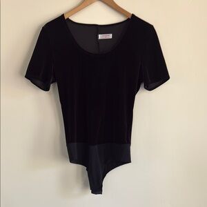 Commando Black Velvet Fitted Bodysuit Top